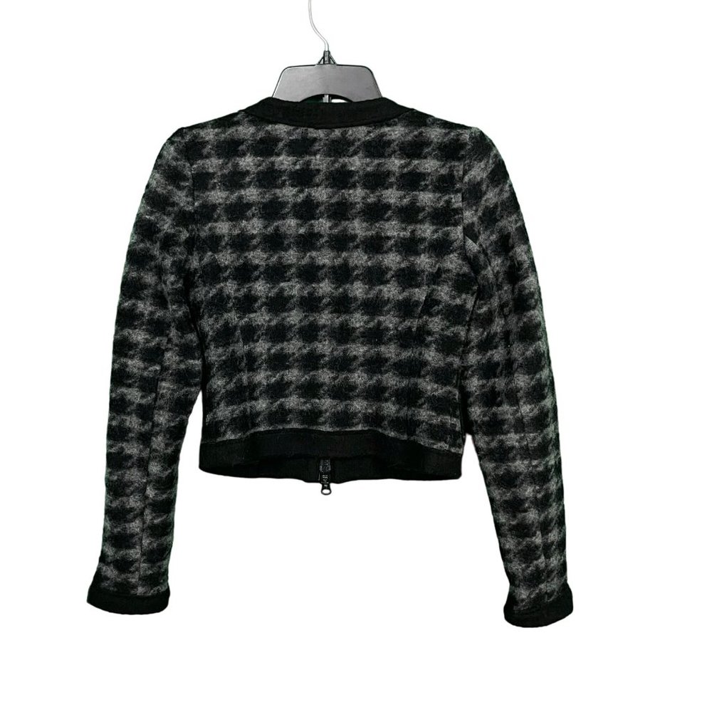 Bailey 44 Houndstooth Wool Blend Crop Zip Jacket Sweater Small Old Money Preppy - Picture 2 of 8